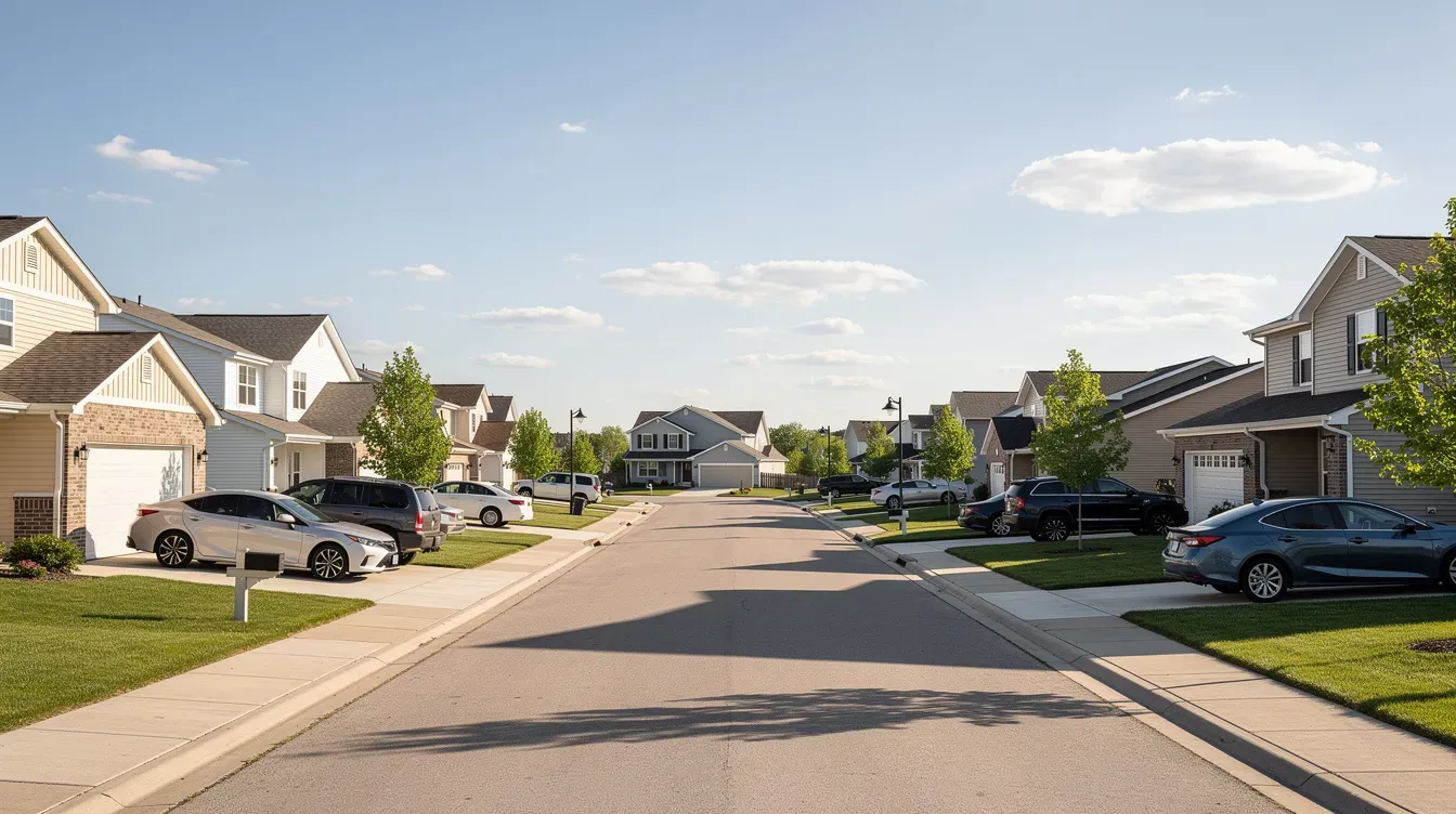 Illustration of parked cars in a residential neighborhood
