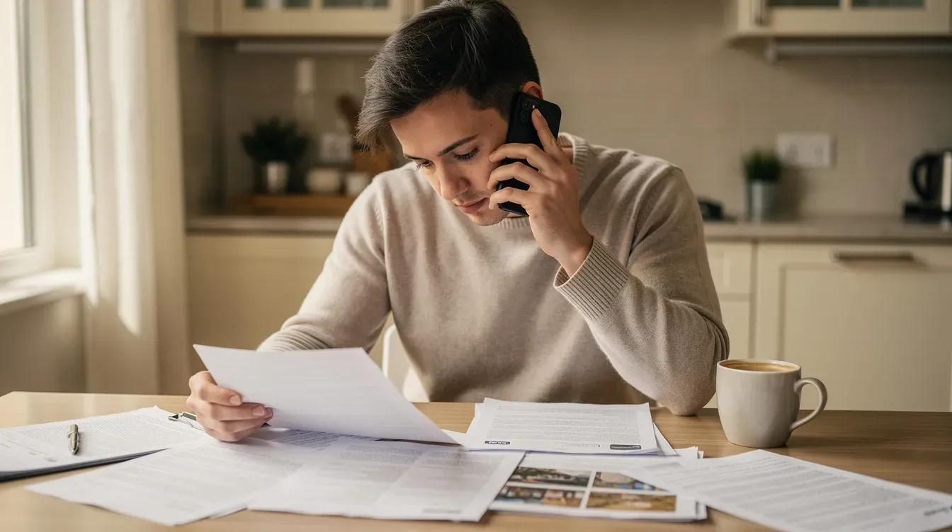 Illustration of a person comparing insurance documents