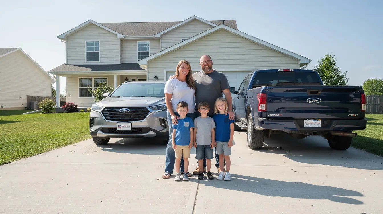 Illustration of a household with two vehicles