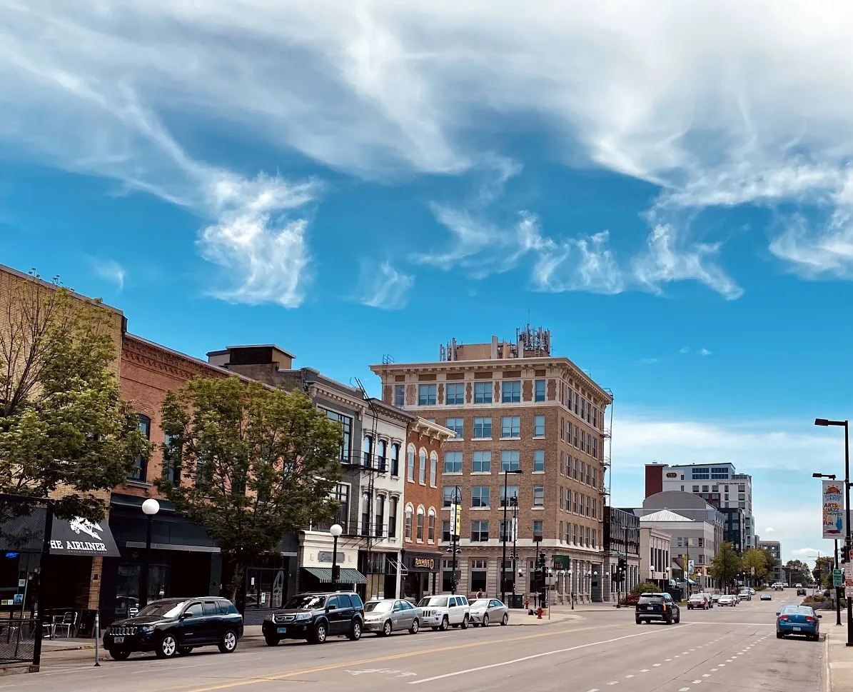 South Clinton Street in downtown Iowa City, photographed in June 2021