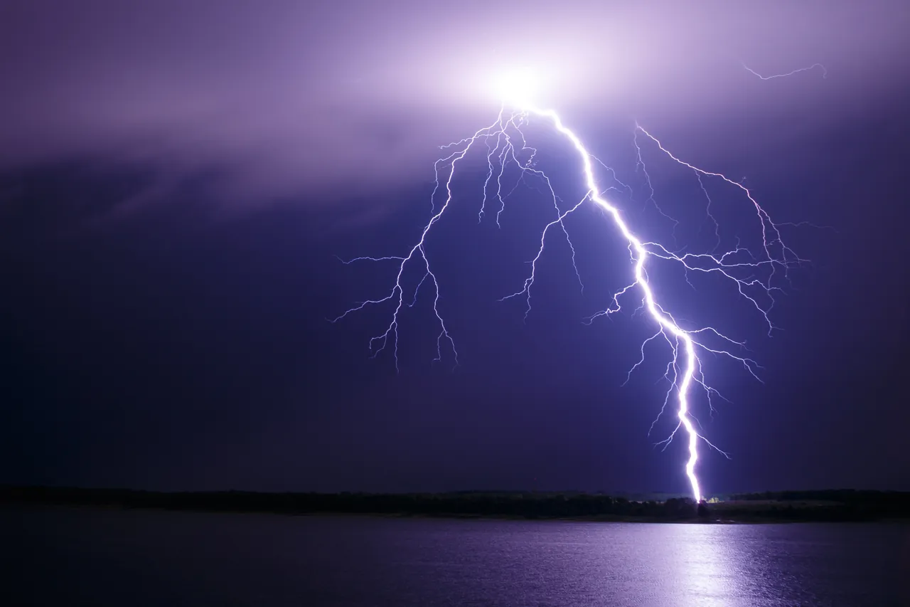 Lightning over Johnston, photographed in September 2014