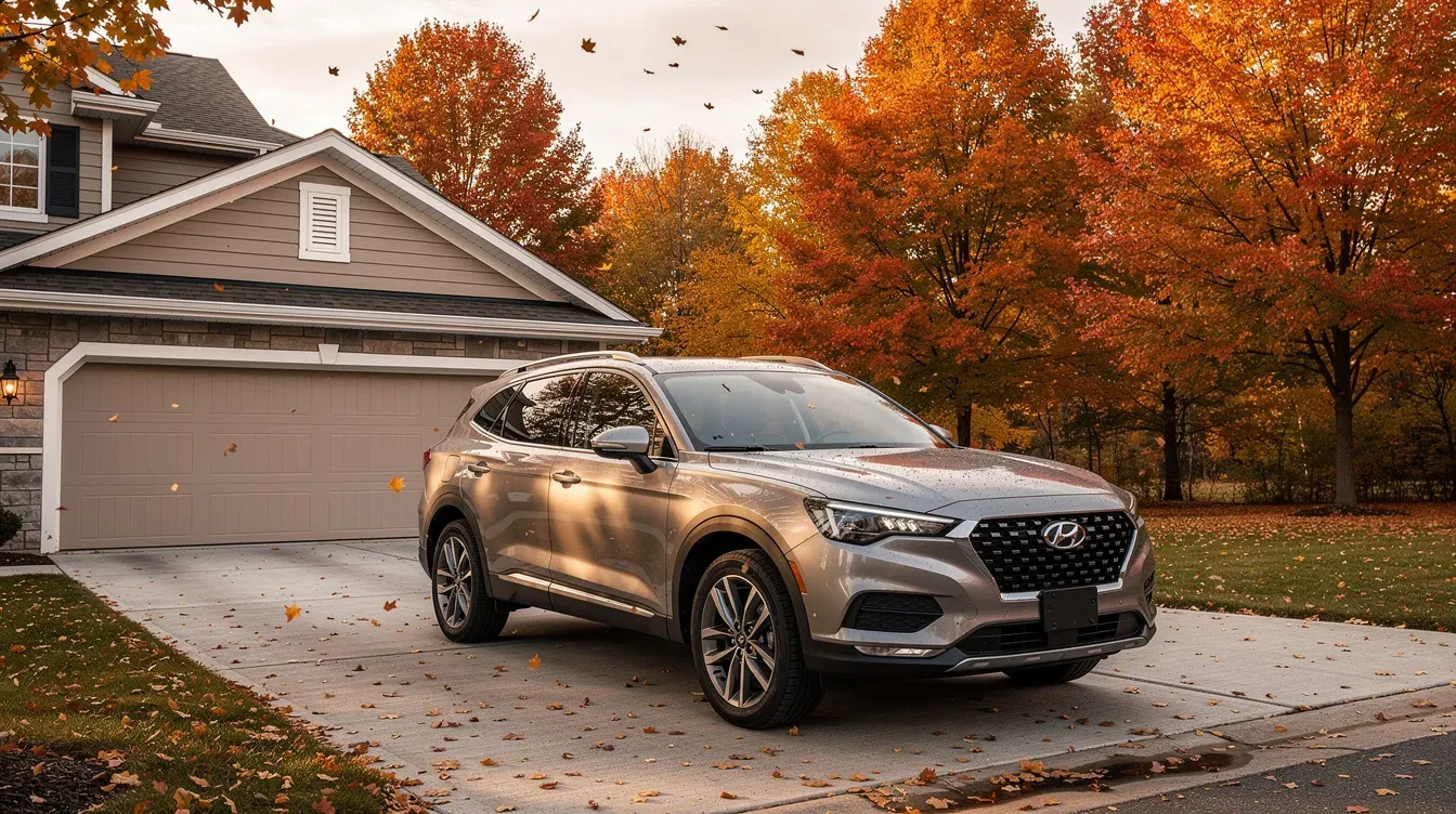 Illustration of an SUV parked outside a home